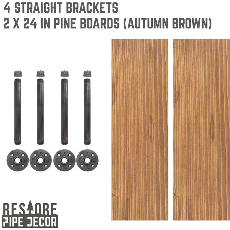 Mensole a muro Autumn Brown con staffe diritte, set da 2 mensole