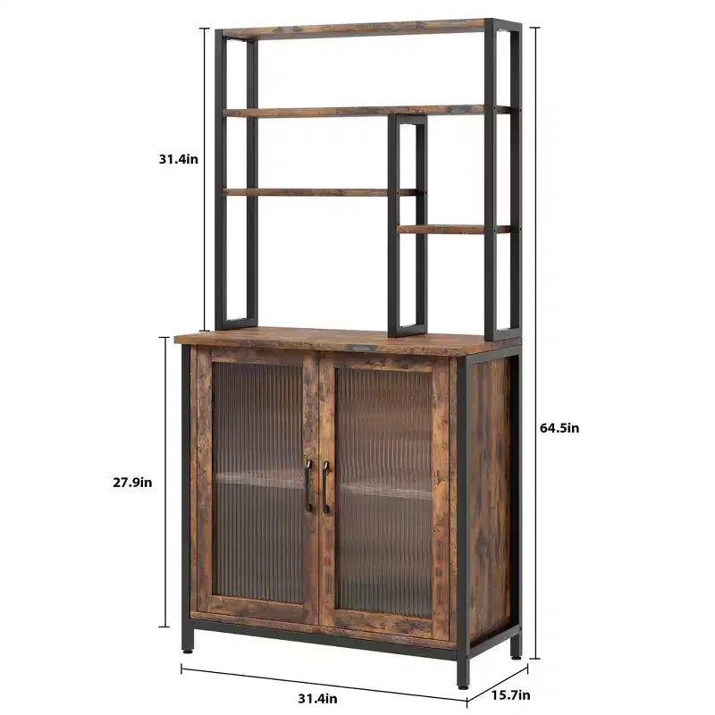 Scaffale Industriale Nero a 5 Livelli per Microonde con Armadietto, Scaffale per Forno a microonde
