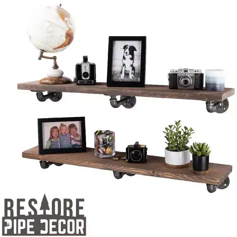 Set di mensole da parete a 2 ripiani, stile a L, colore Driftwood Tan, 36 pollici
