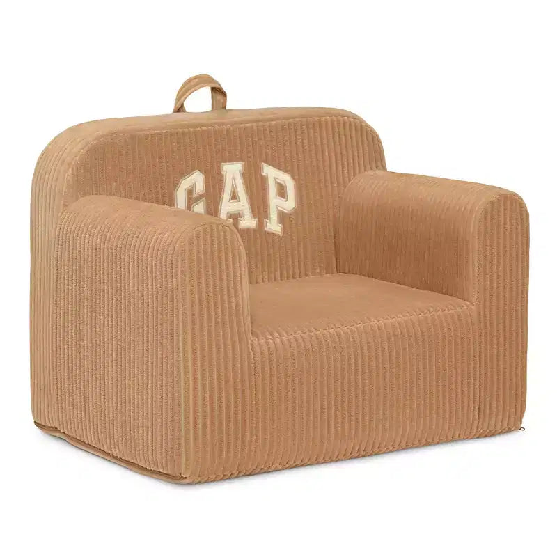 Poltrona in velluto a coste beige per bambini, 1 posto