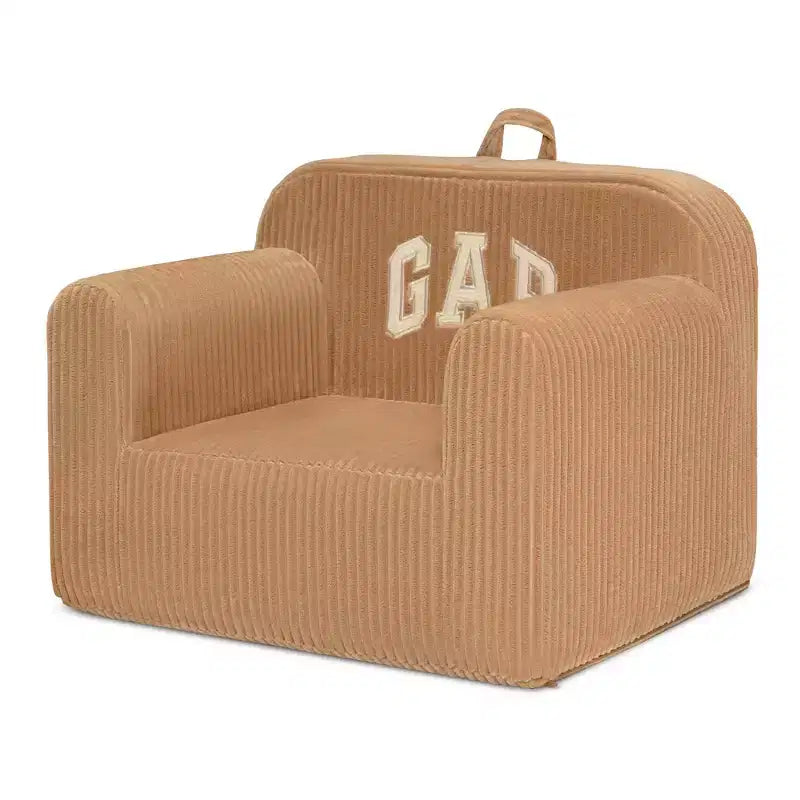 Poltrona in velluto a coste beige per bambini, 1 posto