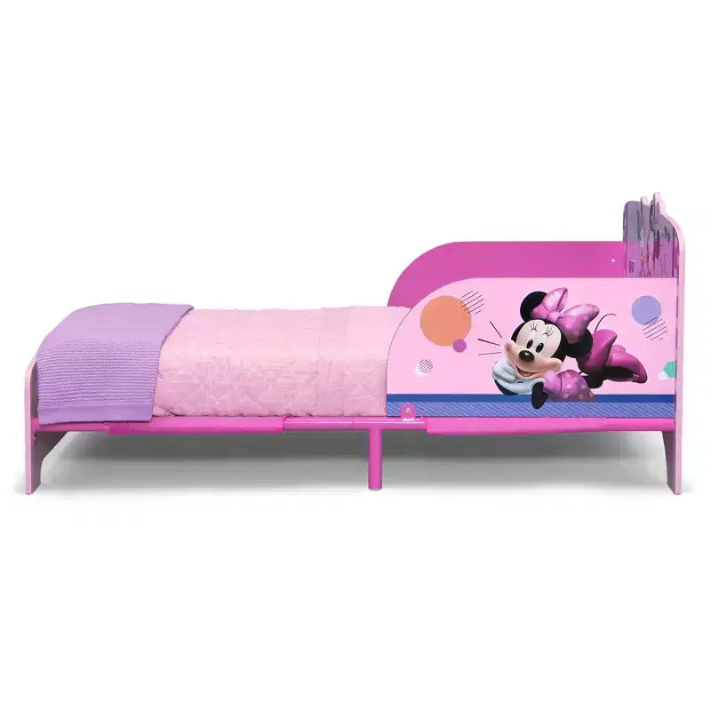 Lettino per Bambini Stampa Personaggio Rosa, Struttura in Legno, 1 Bambino
