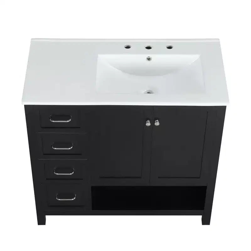 Mobile da Bagno Monovasca Autoportante Nero / Grigio da 90 cm