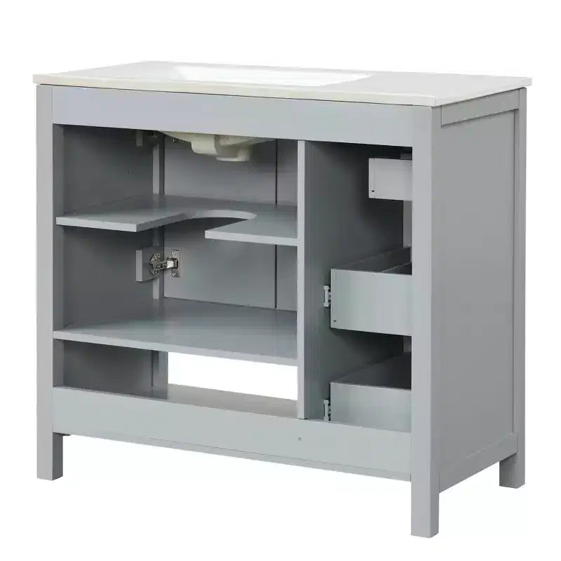 Mobile da Bagno Monovasca Autoportante Nero / Grigio da 90 cm