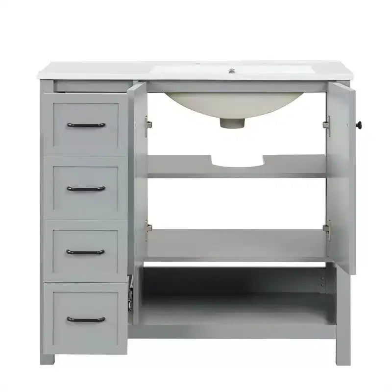 Mobile da Bagno Monovasca Autoportante Nero / Grigio da 90 cm