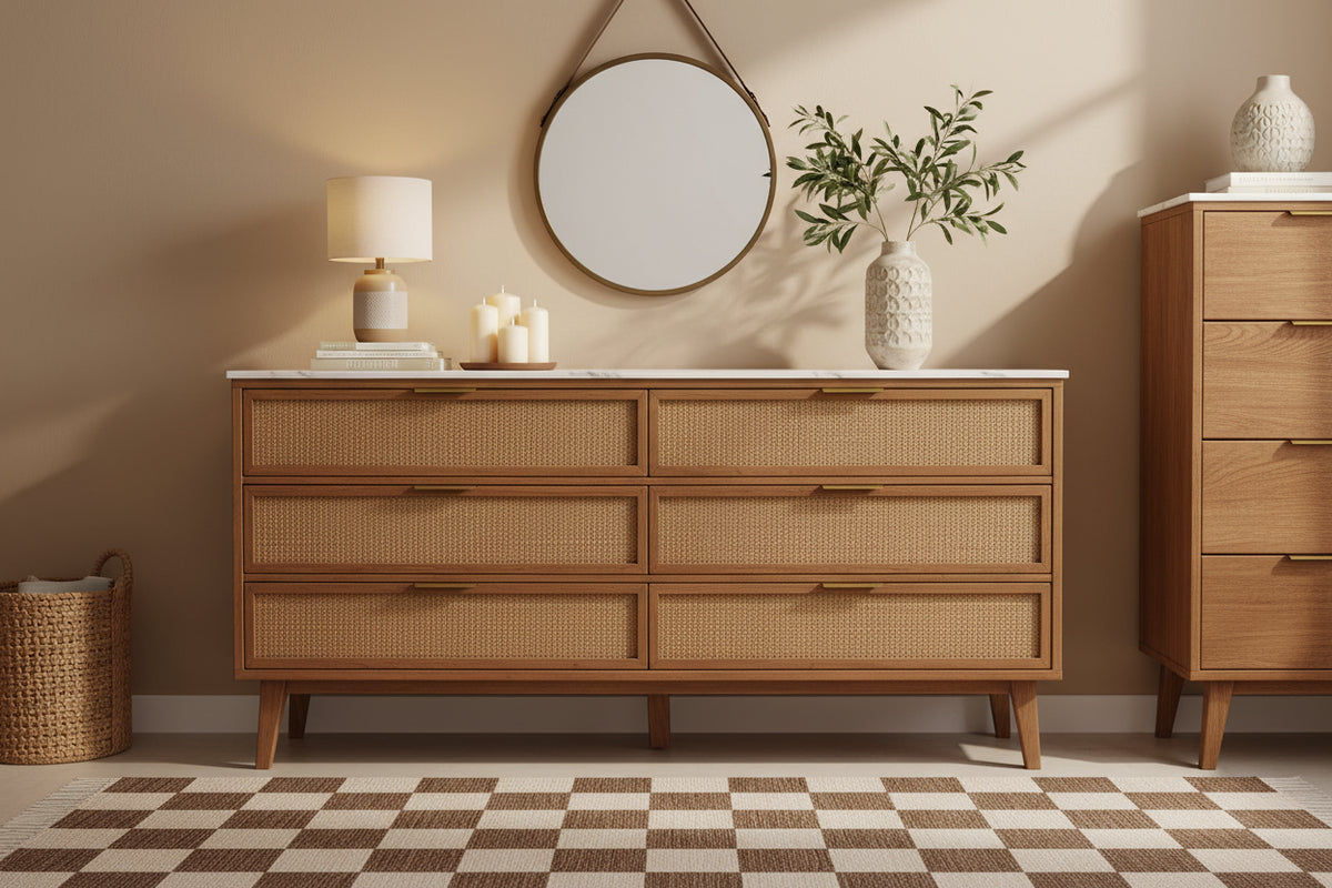 Fluted Dresser for Bedroom with 9 Deep Drawers, 60.6 in Wide Modern Chest of Drawers