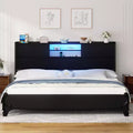 Besiost Storage Headboard with Sliding Doors and Charging Station