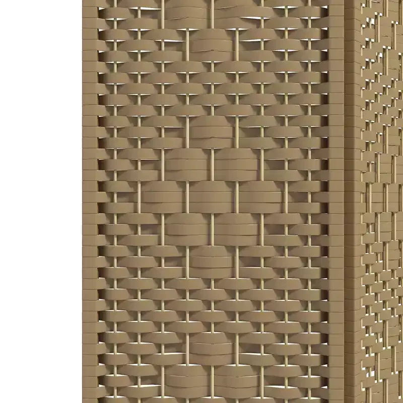 Divisorio Pieghevole a 3 Pannelli Marrone / Grigio Scuro / Legno Naturale / Bianco – Fibra Intrecciata, Schermo per la Privacy Individuale