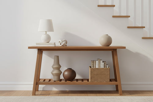 Galano Wood Console Table with Bottom Shelf 43 W x 12 D x 32 H