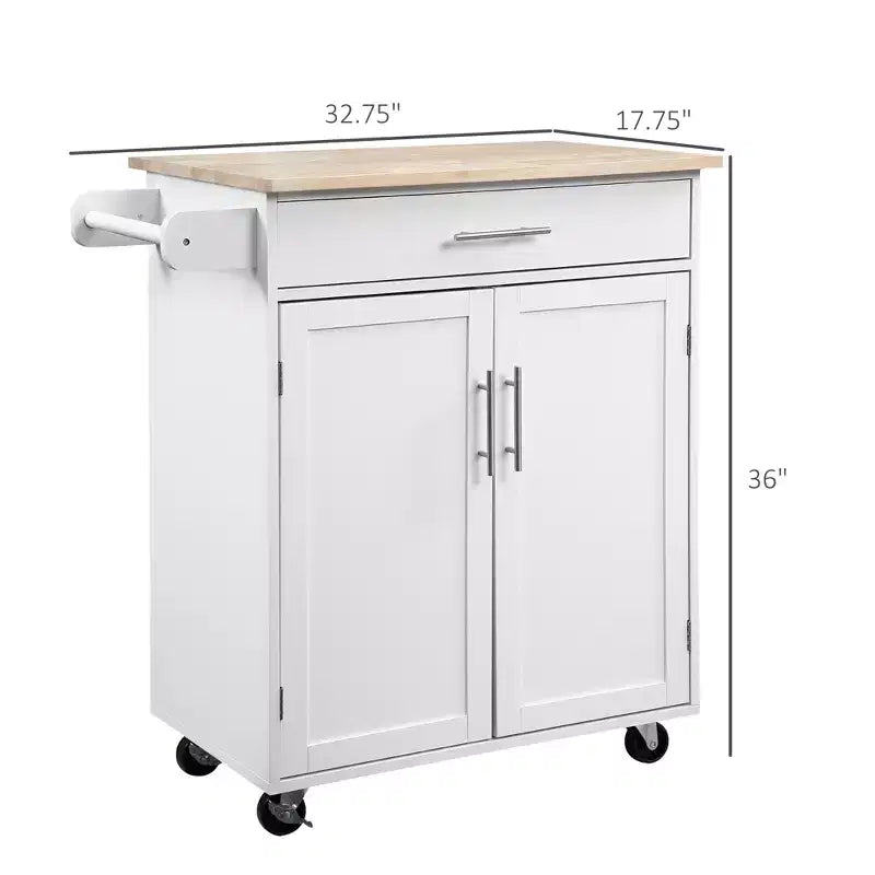 Carrello da cucina mobile grigio/bianco con cassetto, armadietto e portasciugamani – Monouso
