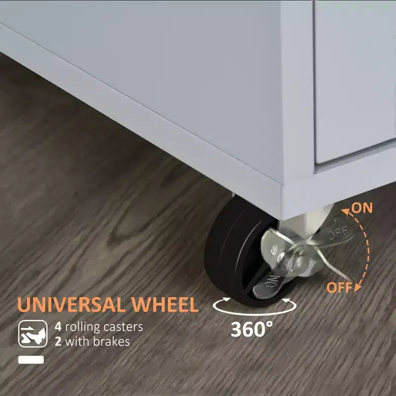 Carrello da cucina mobile grigio/bianco con cassetto, armadietto e portasciugamani – Monouso