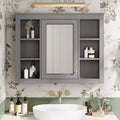 MAYEERTY 27.5 Medicine Cabinet, Wall Mounted Bathroom Storage Cabinet with Mirror 6 Open Shelves Modern Gray