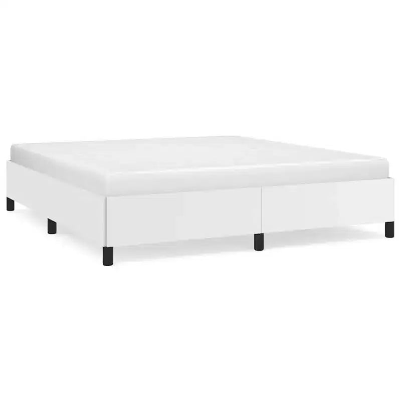 Struttura letto king-size con piattaforma in similpelle bianca, 2 persone
