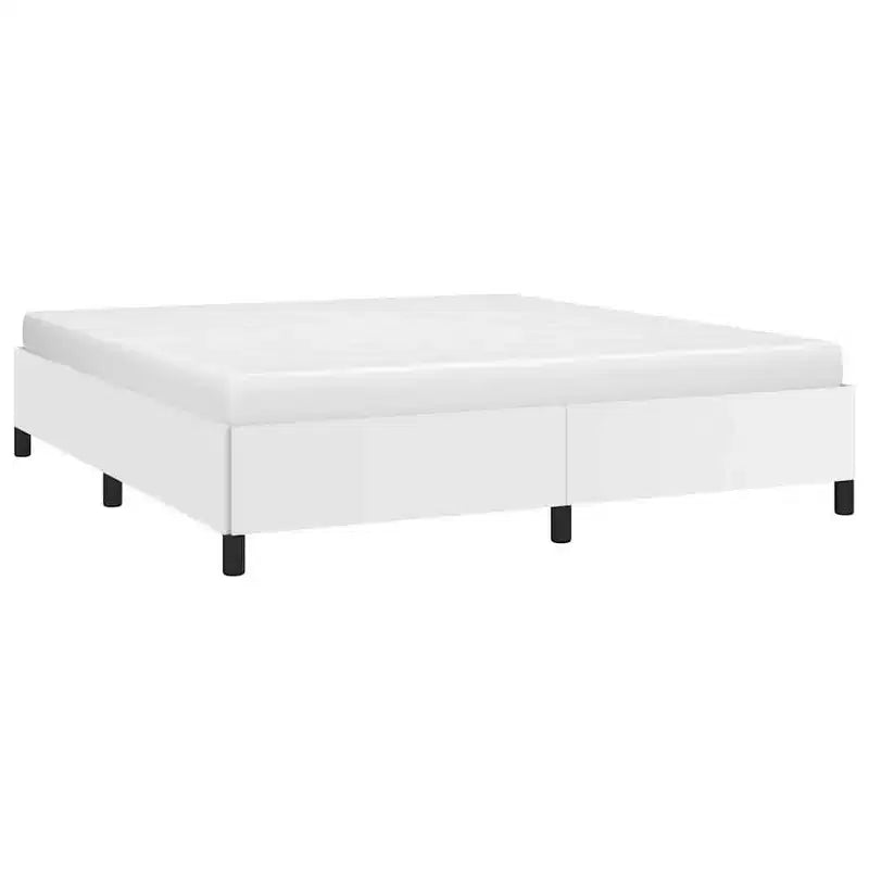 Struttura letto king-size con piattaforma in similpelle bianca, 2 persone
