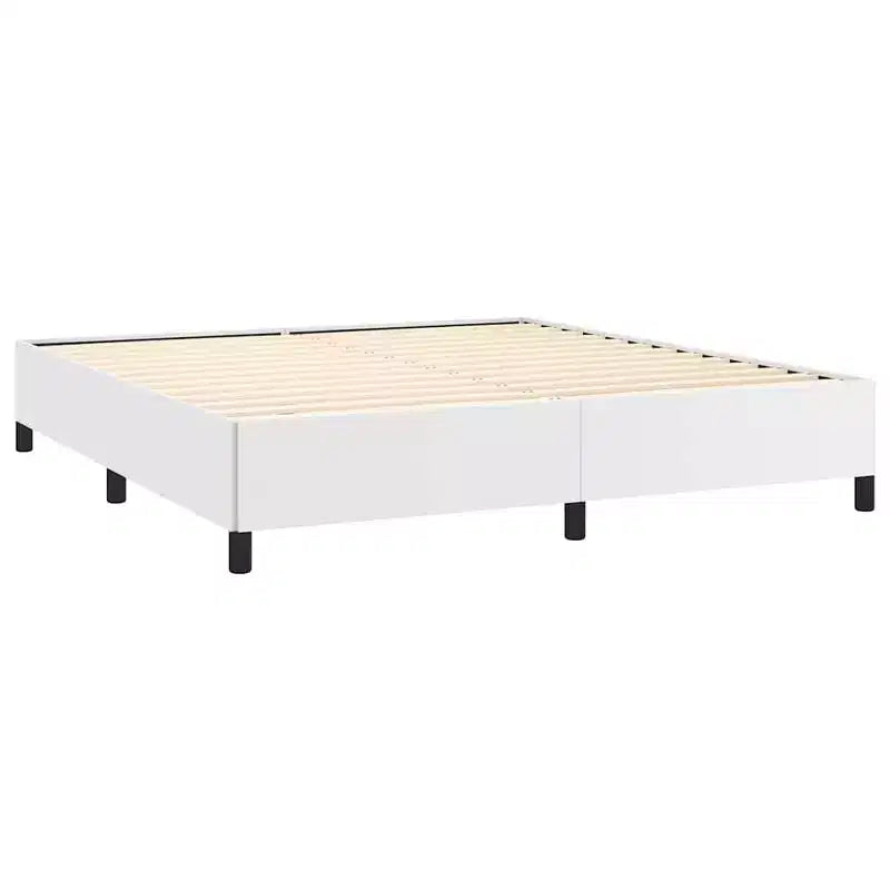 Struttura letto king-size con piattaforma in similpelle bianca, 2 persone