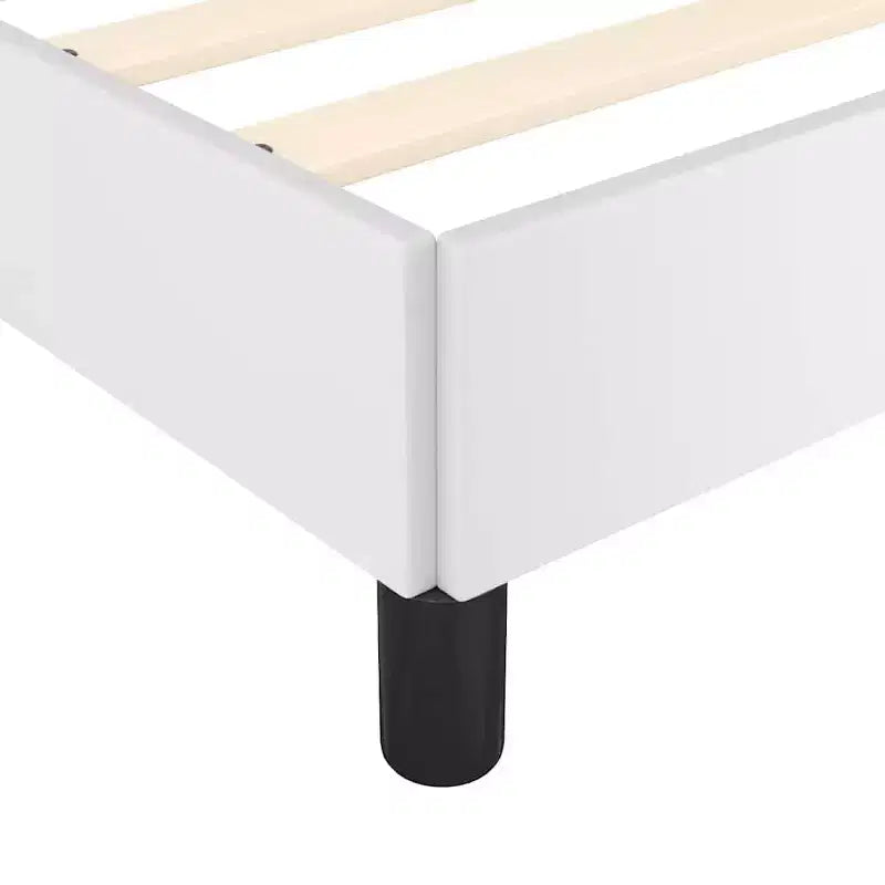 Struttura letto king-size con piattaforma in similpelle bianca, 2 persone