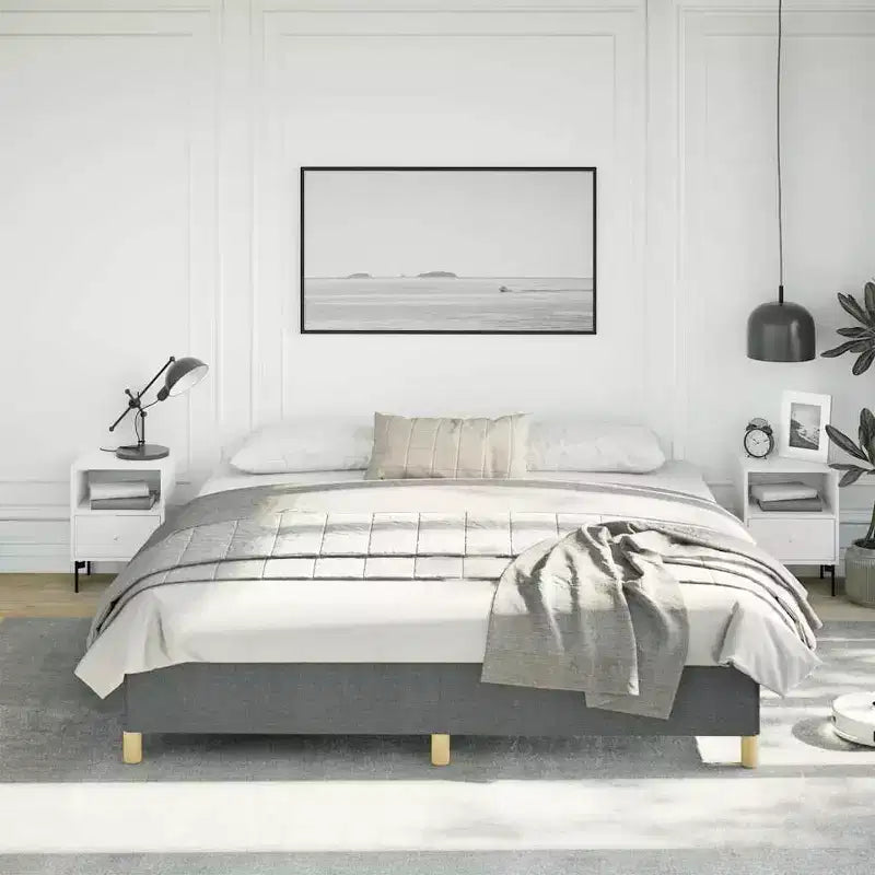 Struttura letto King a piattaforma in grigio scuro, imbottita, 2 persone