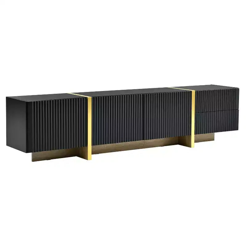 Mobile TV scanalato bianco/nero con cassetti – Adatto a TV fino a 80", Montaggio per 1 persona