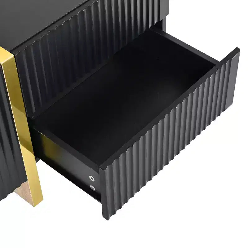 Mobile TV scanalato bianco/nero con cassetti – Adatto a TV fino a 80", Montaggio per 1 persona