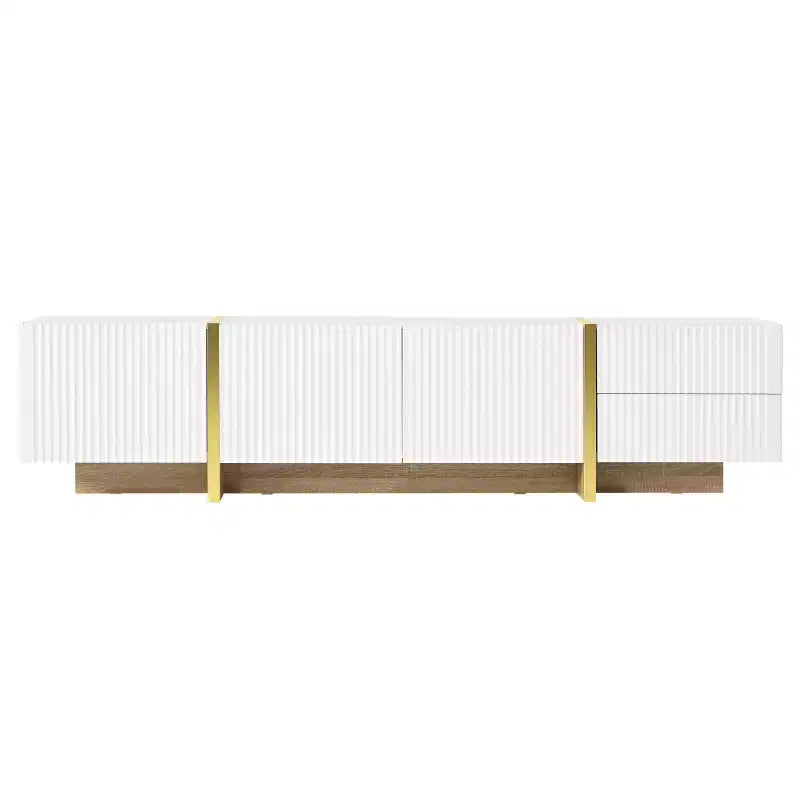 Mobile TV scanalato bianco/nero con cassetti – Adatto a TV fino a 80", Montaggio per 1 persona