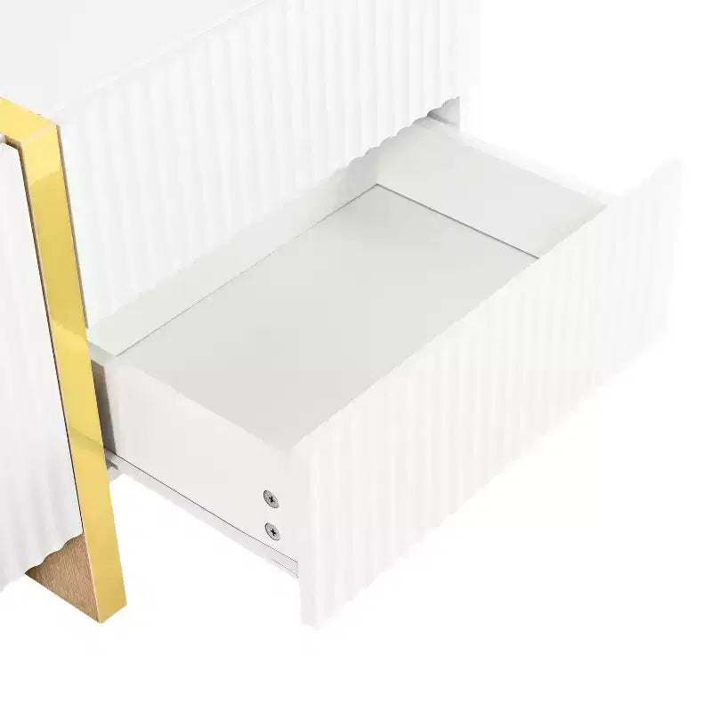 Mobile TV scanalato bianco/nero con cassetti – Adatto a TV fino a 80", Montaggio per 1 persona