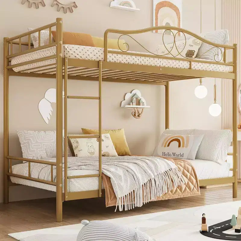Letto a castello in metallo a 2 posti, nero / oro / grigio / rosa