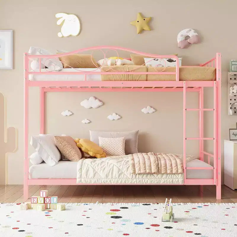 Letto a castello in metallo a 2 posti, nero / oro / grigio / rosa