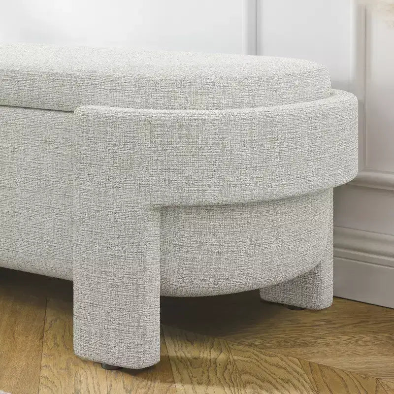 Panca Contenitore in Lino Beige / Blu / Giallo con Scomparto Nascosto, 1 Posto a Sedere