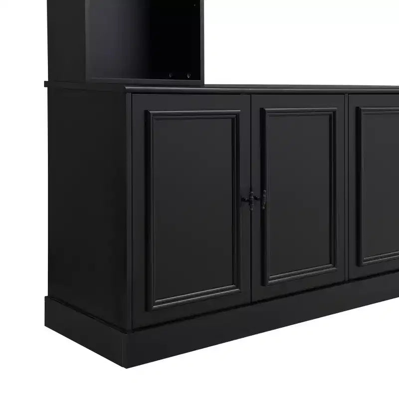 Mobile da parete per intrattenimento con libreria, nero/bianco, adatto per TV fino a 70"
