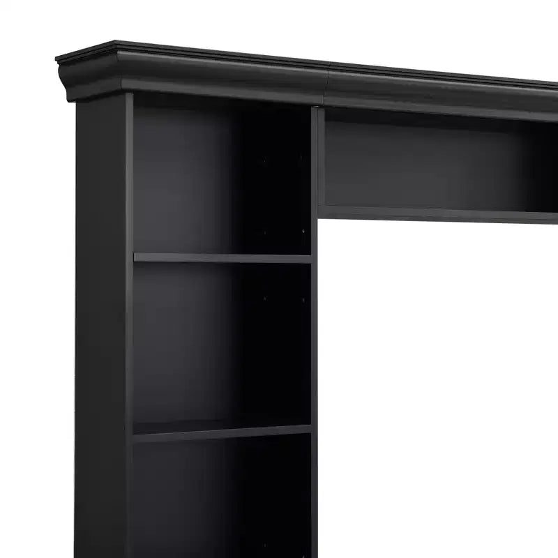 Mobile da parete per intrattenimento con libreria, nero/bianco, adatto per TV fino a 70"