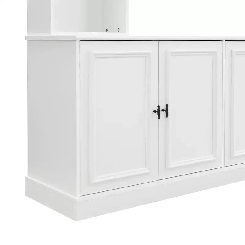 Mobile da parete per intrattenimento con libreria, nero/bianco, adatto per TV fino a 70"