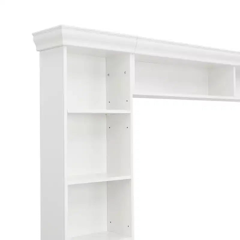 Mobile da parete per intrattenimento con libreria, nero/bianco, adatto per TV fino a 70"