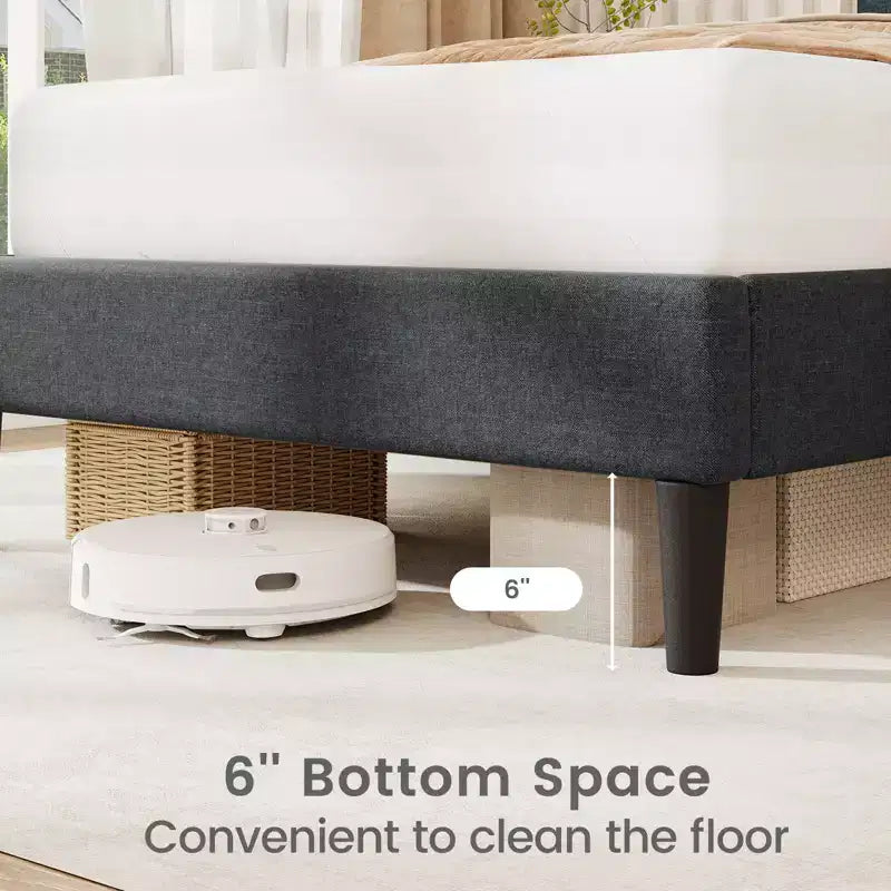 Letto a piattaforma imbottito grigio con testiera trapuntata, Twin/Full/Queen, 1 persona