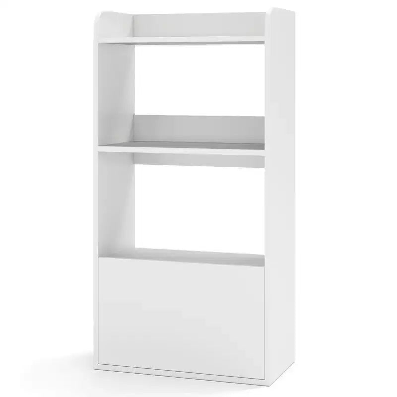 Libreria a 3 ripiani con cassetto, Marrone rustico/Bianco, Singola