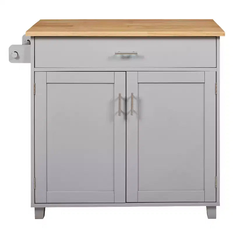 Carrello da cucina in stile rustico con isola su ruote, grigio/bianco, per uso singolo