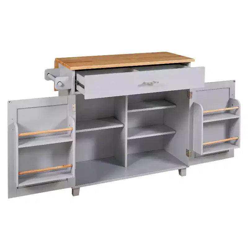 Carrello da cucina in stile rustico con isola su ruote, grigio/bianco, per uso singolo