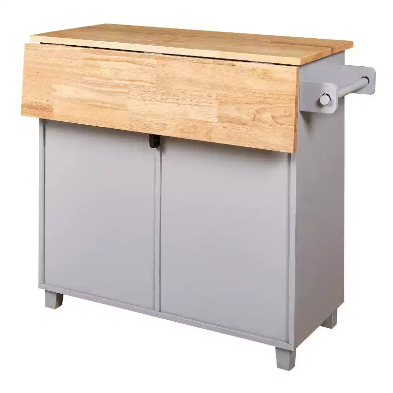 Carrello da cucina in stile rustico con isola su ruote, grigio/bianco, per uso singolo
