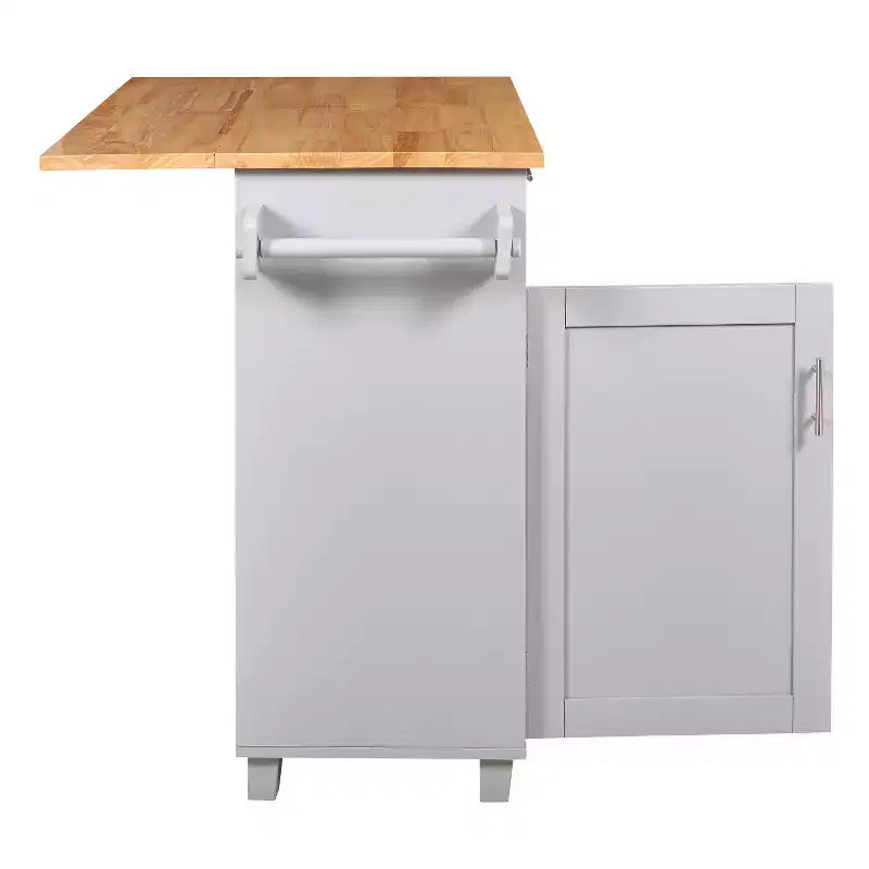 Carrello da cucina in stile rustico con isola su ruote, grigio/bianco, per uso singolo