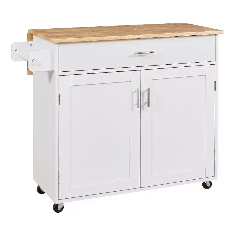 Carrello da cucina in stile rustico con isola su ruote, grigio/bianco, per uso singolo