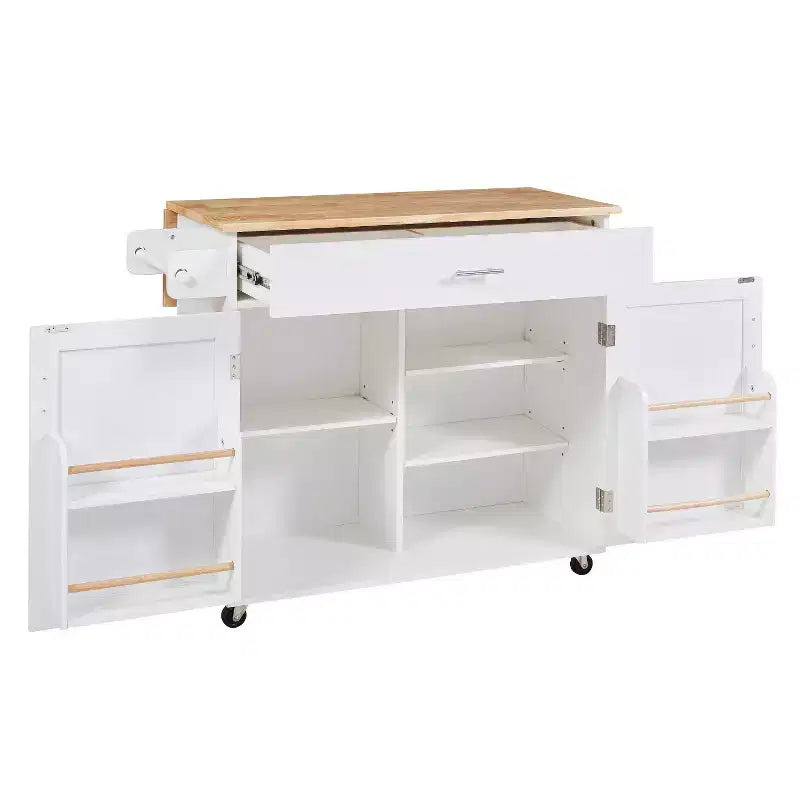 Carrello da cucina in stile rustico con isola su ruote, grigio/bianco, per uso singolo