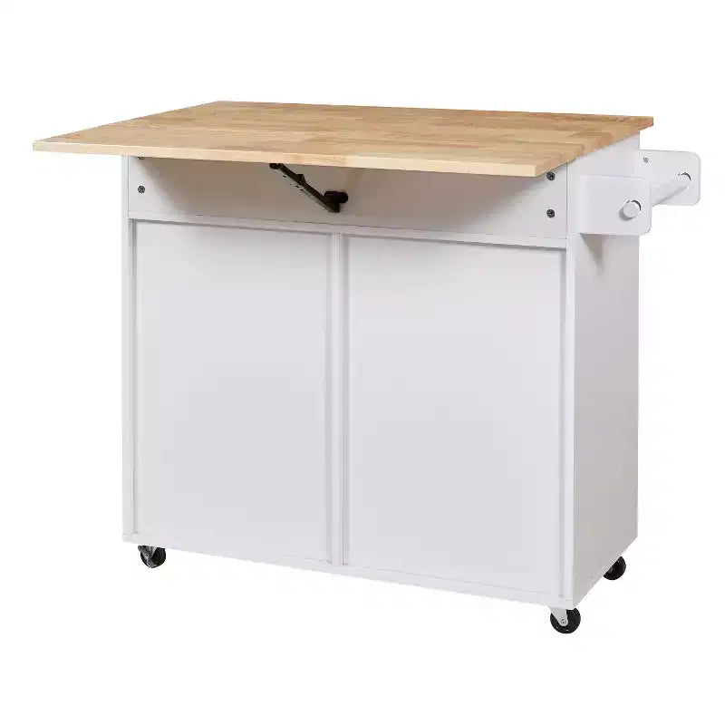 Carrello da cucina in stile rustico con isola su ruote, grigio/bianco, per uso singolo
