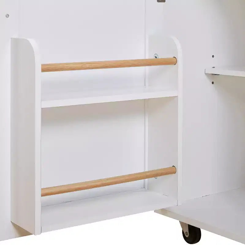 Carrello da cucina in stile rustico con isola su ruote, grigio/bianco, per uso singolo