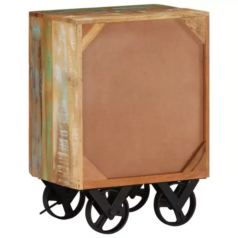 Comodino rustico multicolore con ruote, singolo