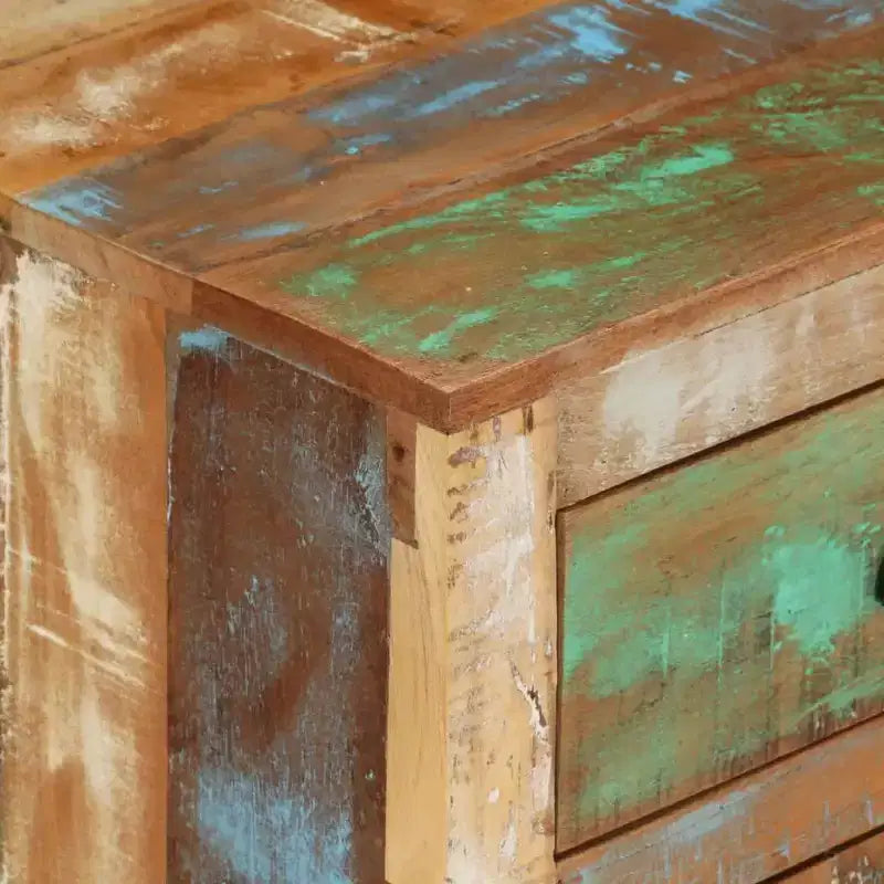 Comodino rustico multicolore con ruote, singolo