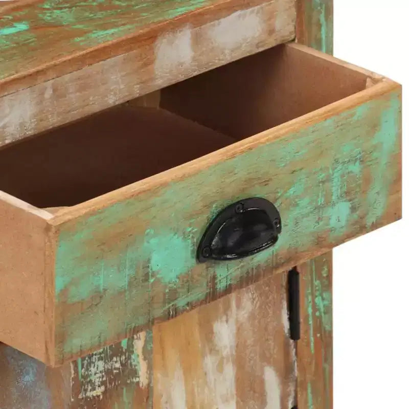 Comodino rustico multicolore con ruote, singolo