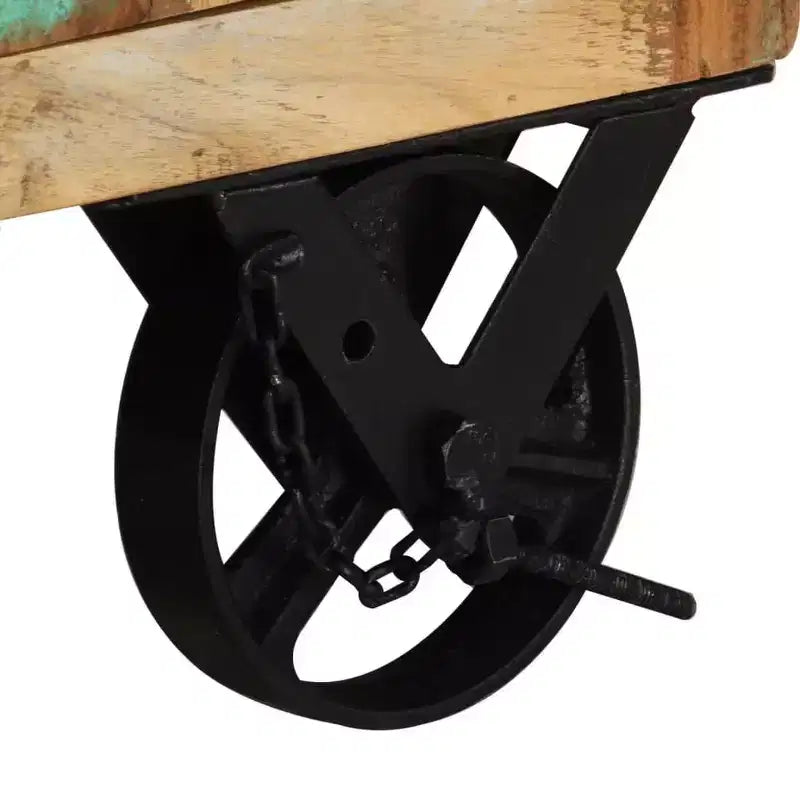 Comodino rustico multicolore con ruote, singolo
