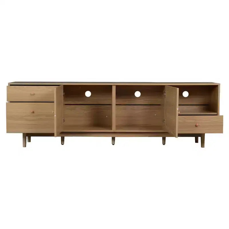 Mobile TV in Rattan Naturale, Stile Bohemien, Adatto per TV fino a 85"